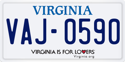 VA license plate VAJ0590