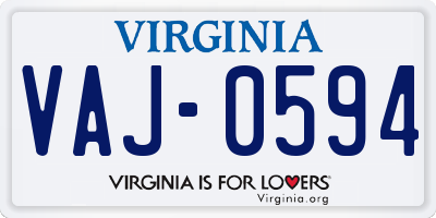 VA license plate VAJ0594