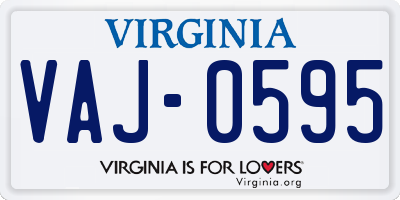VA license plate VAJ0595