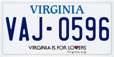 VA license plate VAJ0596
