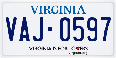 VA license plate VAJ0597