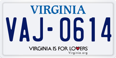 VA license plate VAJ0614