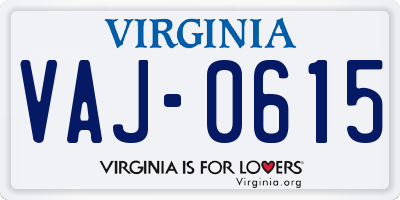 VA license plate VAJ0615