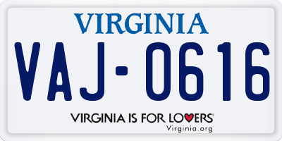 VA license plate VAJ0616