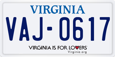 VA license plate VAJ0617