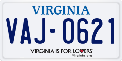 VA license plate VAJ0621