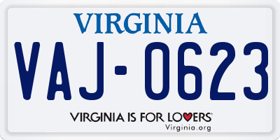 VA license plate VAJ0623