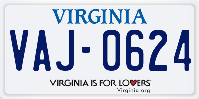 VA license plate VAJ0624