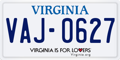 VA license plate VAJ0627