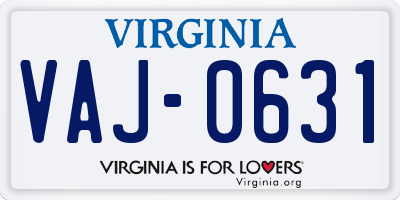 VA license plate VAJ0631