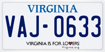 VA license plate VAJ0633