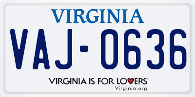VA license plate VAJ0636