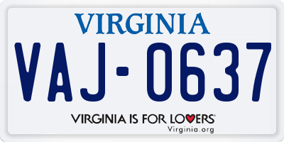 VA license plate VAJ0637
