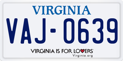 VA license plate VAJ0639
