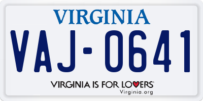 VA license plate VAJ0641