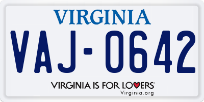VA license plate VAJ0642