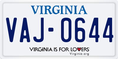 VA license plate VAJ0644