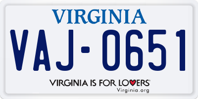 VA license plate VAJ0651