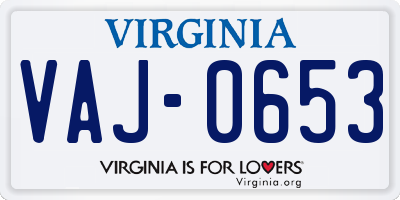VA license plate VAJ0653