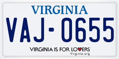 VA license plate VAJ0655