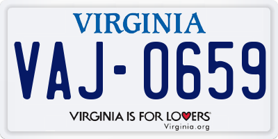 VA license plate VAJ0659