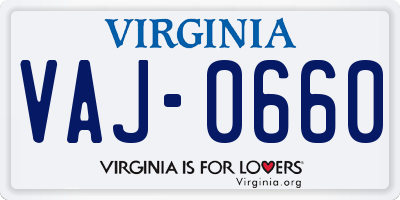 VA license plate VAJ0660
