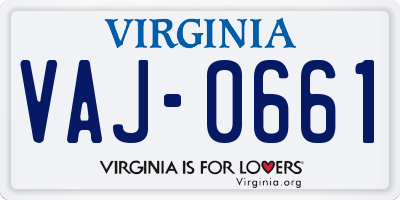 VA license plate VAJ0661