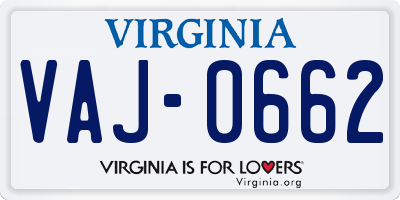 VA license plate VAJ0662