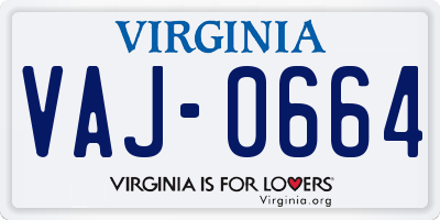 VA license plate VAJ0664