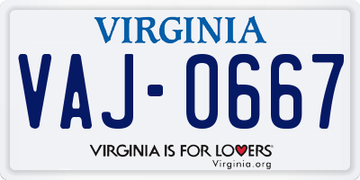 VA license plate VAJ0667