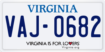 VA license plate VAJ0682