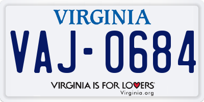 VA license plate VAJ0684