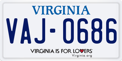 VA license plate VAJ0686