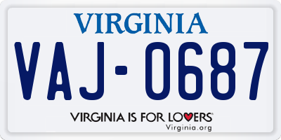 VA license plate VAJ0687