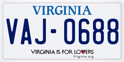 VA license plate VAJ0688