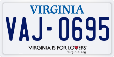 VA license plate VAJ0695