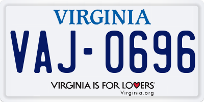 VA license plate VAJ0696