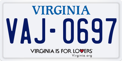 VA license plate VAJ0697