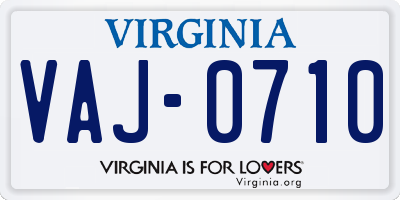 VA license plate VAJ0710