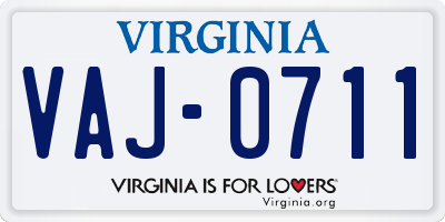 VA license plate VAJ0711