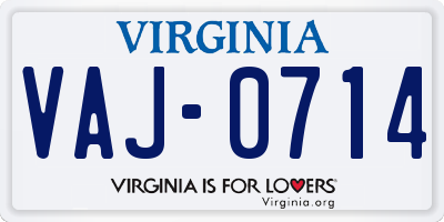 VA license plate VAJ0714