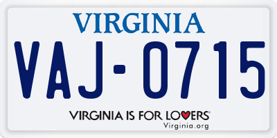 VA license plate VAJ0715