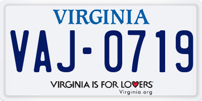 VA license plate VAJ0719
