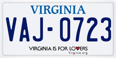 VA license plate VAJ0723
