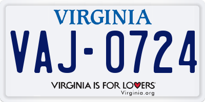 VA license plate VAJ0724