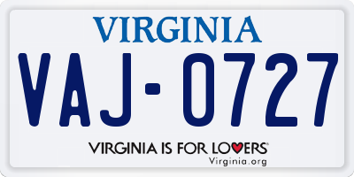 VA license plate VAJ0727