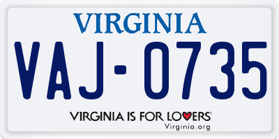 VA license plate VAJ0735