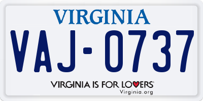 VA license plate VAJ0737