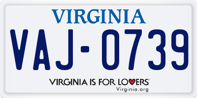 VA license plate VAJ0739