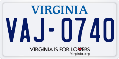 VA license plate VAJ0740